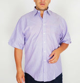 Mens The Original Ben Sherman Oxford Short Sleeve Smart Dress Light Purple Shirt